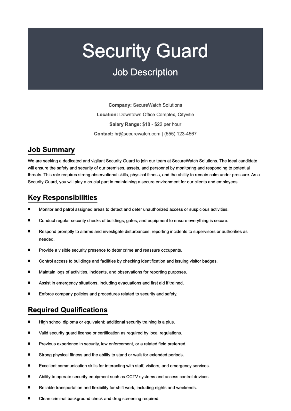 Professional security guard resume with photo and skills section_variant_3